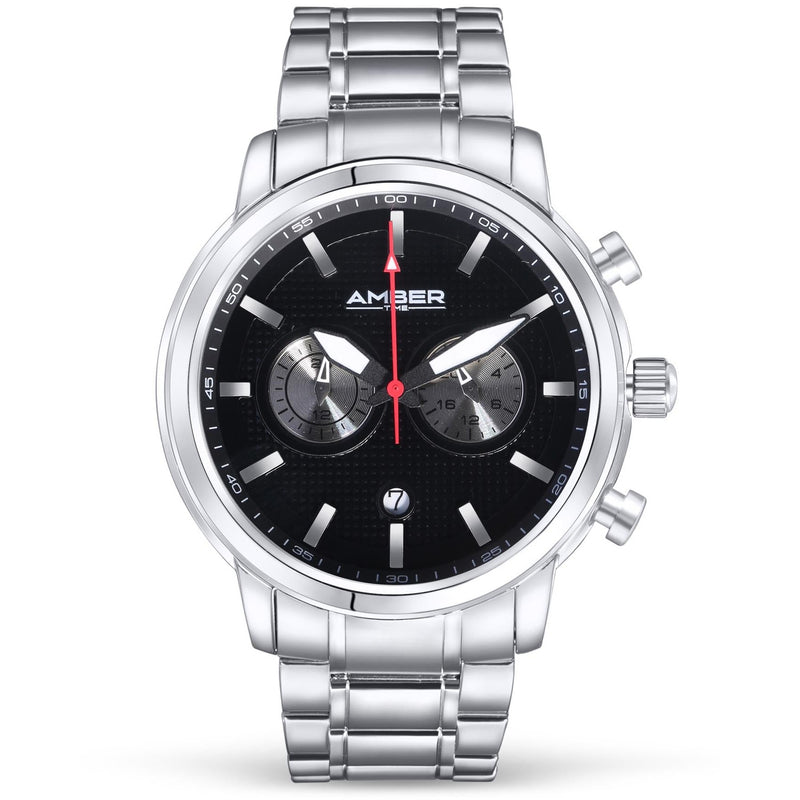 Amber Time Men's Quartz Chronograph Watch Stainless Steel Band 50m ATL160810-01BK